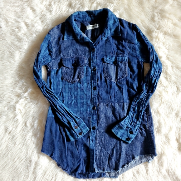 Anthropologie Artisan De Luxe Patchwork Chambray Button Down XS NEVER WORN - Picture 4 of 13